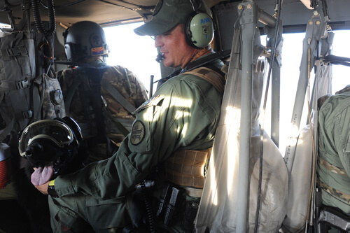 For Border Patrol agents, the focus is on curtailing illegal border crossings while stemming human and drug trafficking operations. Nero, the dog, assists with that and happily accompanies Border Patrol Agent Robert Husted, a dog handler and team leader with Border Patrol, on the Black Hawk.