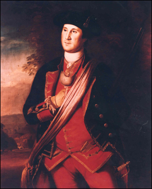 Lieutenant Colonel George Washington in the uniform of the Virginia Provincial Regiment, 1772.