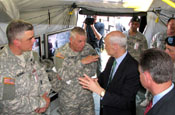 BG Sinclair explains the impact of JISCC to Secretary Chertoff. (JCCSE - Joint CONUS Communications Support Environment)
