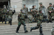 National Guard Reaction Force moves quickly to assemble a tactical formation during the Vital Guardian Exercise at the District of Columbia National Guard Armory on April 4.