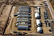 Forward Operating Base Border Wolf, built to house up to 350 National Guard troops participating in Operation Jump Start, nears completion in Deming, N.M., as seen from an Arizona National Guard UH-60 Black Hawk on Nov. 29, 2006. Operation Jump Start is the National Guard's assistance to the Border Patrol in securing the nation's southern border. FOB Border Wolf is located along a challenging 180-mile stretch of border stretching west from El Paso, Texas, where facilities are in short supply and road infrastructure is limited. U.S. Army photo by Sgt. Jim Greenhill
