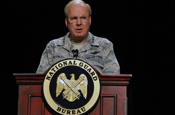 Air Force Gen. Craig McKinley, the chief of the National Guard Bureau, speaks at the 2011 National Guard Bureau Domestic Operations Workshop Jan. 18, 2011. (U.S. Air Force photo by Tech. Sgt. John Orrell) (Released)