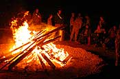 Soldiers from 449th Aviation Support Battalion, 36th Combat Aviation Brigade, hang around a bon fire at a New Years party at LSA Anaconda, Iraq. Soldiers rang in 2007 by playing music from home and swapping war stories while taking a break from 24-hour operations. (U.S. Army photo by Staff Sgt. Lorin T. Steele)