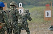 The soldiers learned that there are several differences and similarities between how the Japanese and United States army's operate ranges during the short range marksmanship course Oct. 17 and 18. (Photo by Staff Sgt. Russell Bassett, 115th Mobile Public Affairs Detachment)